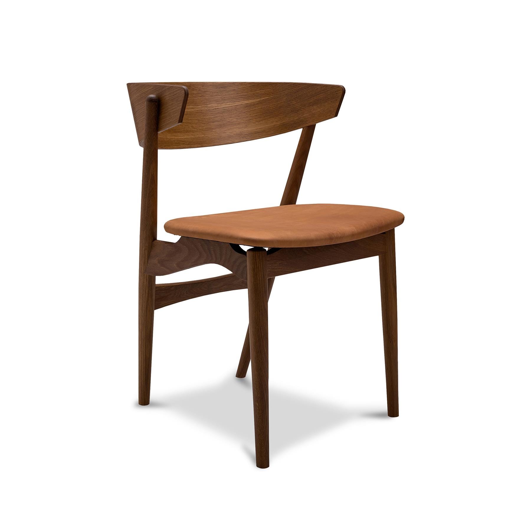 Sibast No 7 Dining Chair Upholstered Seat Smoked Oak Dunes Cognac Dak Wood Designer Furniture From Holloways Of Ludlow