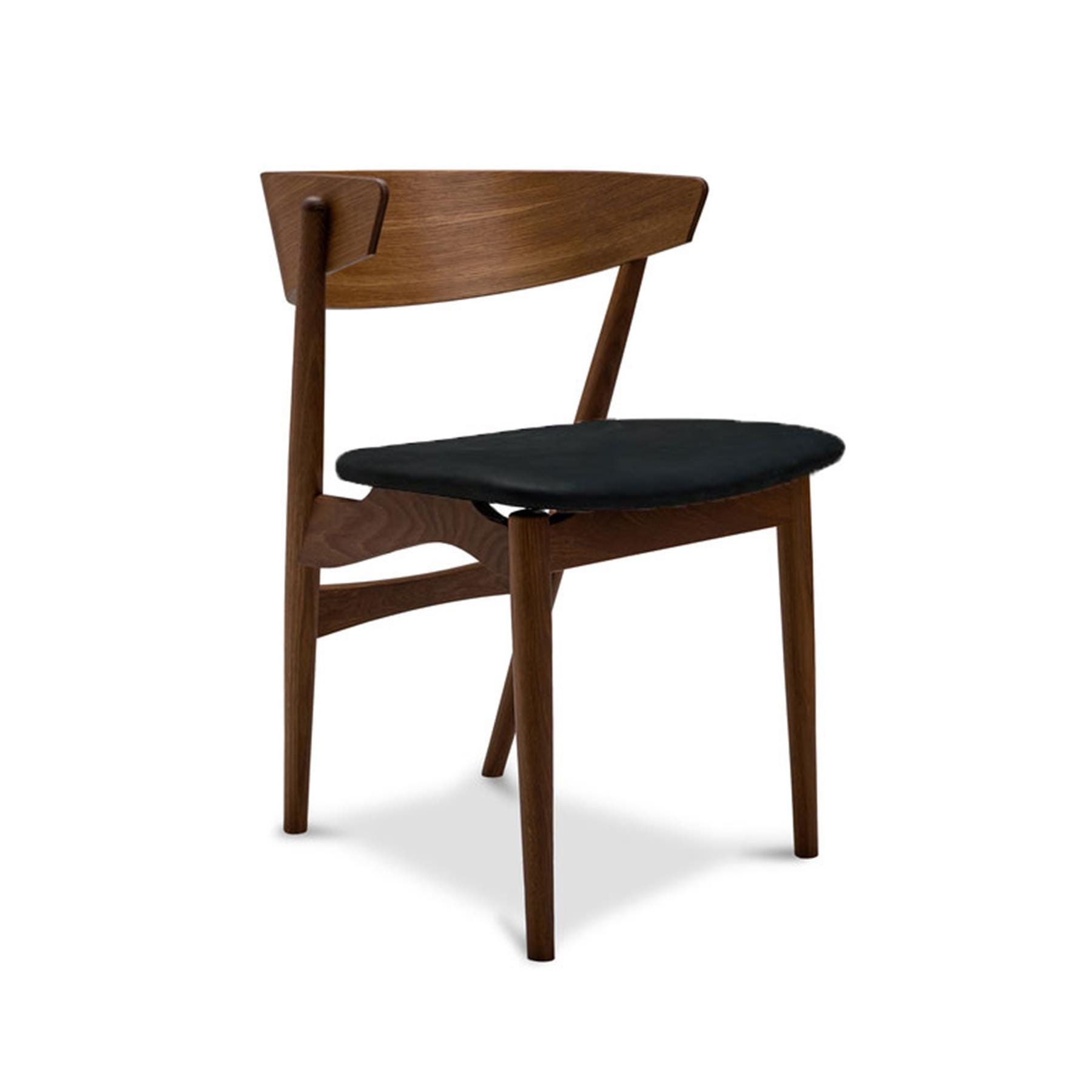 Sibast No 7 Dining Chair Upholstered Seat Smoked Oak Saga Black Leather Dak Wood Designer Furniture From Holloways Of Ludlow