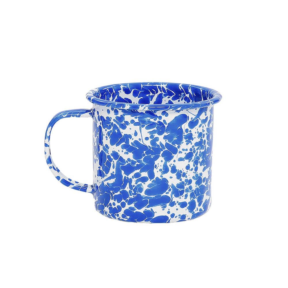 Old School Electric Splatter Mug Blue Porcelain Enamel On Steel Base