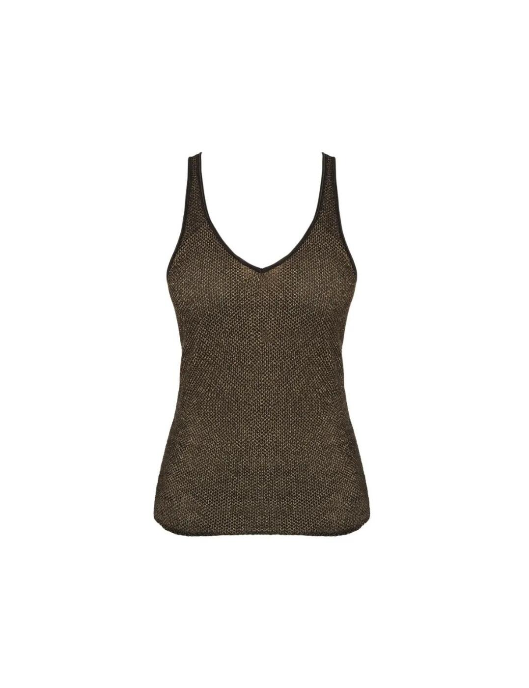 This Allure tank top from Empreinte a is distinctive wear you'll feel luxurious wearing no matter the occasion! Styled for a variety of occasions, this top can be nicely worn on a night out, for exercise or casually at home. This original top brings a casual-chic style to your wardrobe, with a shimmery, uncomplicated knit design. The back is semi-sheer to add a sensual twist, designed with a racerback style strap which allows better movement for your arms.  Distinctive and uncomplicated design Shimmery knit design Semi-sheer back Racerback strap style, non-adjustable Scoop neckline Wide armholes Regular fit Composition: 79% Polyamide &pipe; 13% Elastane &pipe; 8% Lurex  Listed in UK sizes  49227-89223-1182153 23205 Sports Top