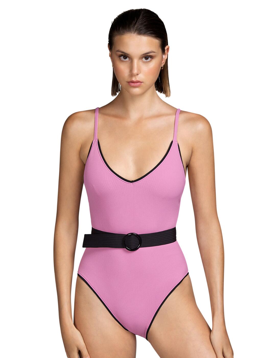 If you like your swimwear to provide a bit more coverage, then this Coco swimsuit by Andres Sarda is perfect for you! It is a simple and classic design with piping detailing and a belt feature that holds the signature Coco circle detail, which can be removed depending on how you prefer. The neckline is beautifully cut to showcase your cleavage whilst still providing good coverage. This swimsuit is an easy pull-on style and has adjustable straps to allow you to create a perfect fit for all-day comfort. At the rear, the swimsuit provides medium coverage.  Classic swimsuit Simple design with piping detailing Belt feature with circle detail that can be removed Neckline showcases your cleavage whilst providing good coverage Pull-on style with adjustable straps Medium rear coverage Country of Origin: Tunisia Composition: 72% Polyamide &pipe; 17% Polyester &pipe; 11% Elastane Listed in UK sizes  54607-97410-1264591 3409542  Swimsuit
