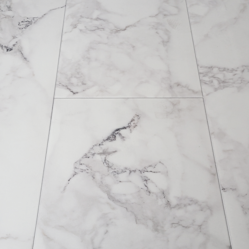 Home High Gloss 8mm White Marble Tile Effect AC5 Laminate Flooring