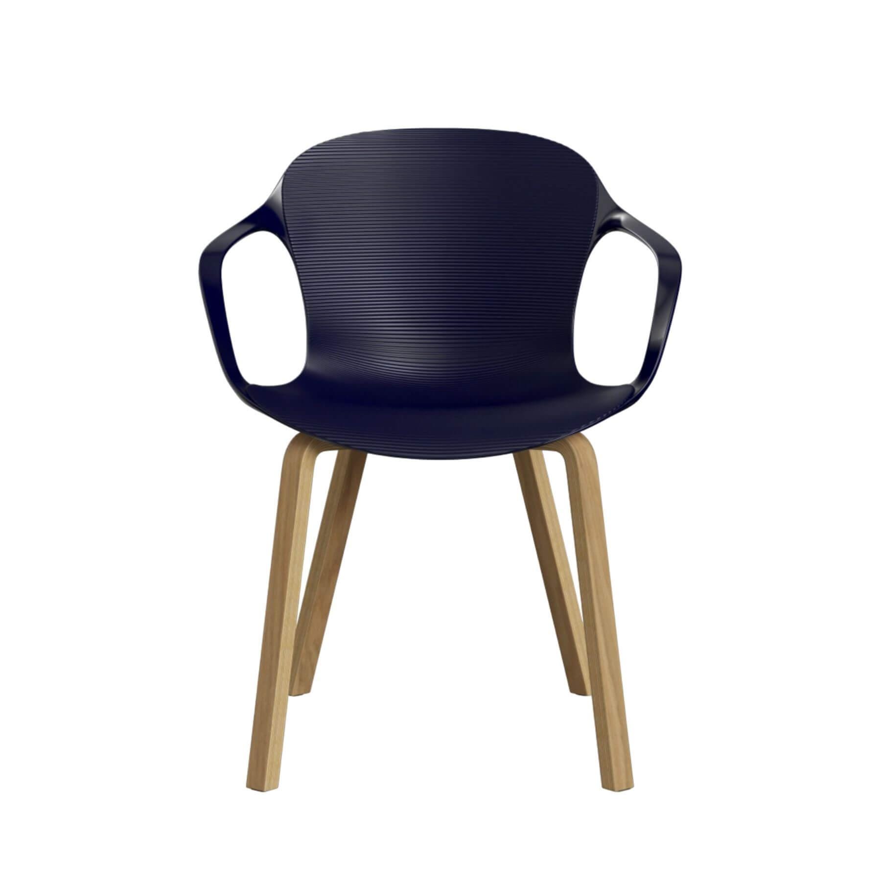 Fritz Hansen Nap Dining Chair Midnight Blue With Arms Wood Base Blue Designer Furniture From Holloways Of Ludlow