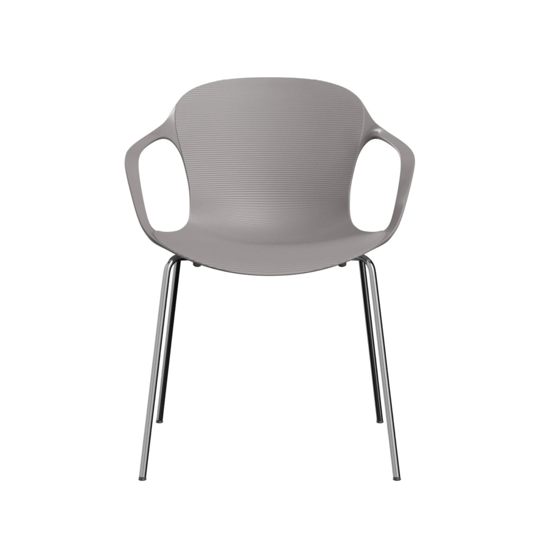 Fritz Hansen Nap Dining Chair Silver Grey With Arms Chrome Base Grey Designer Furniture From Holloways Of Ludlow