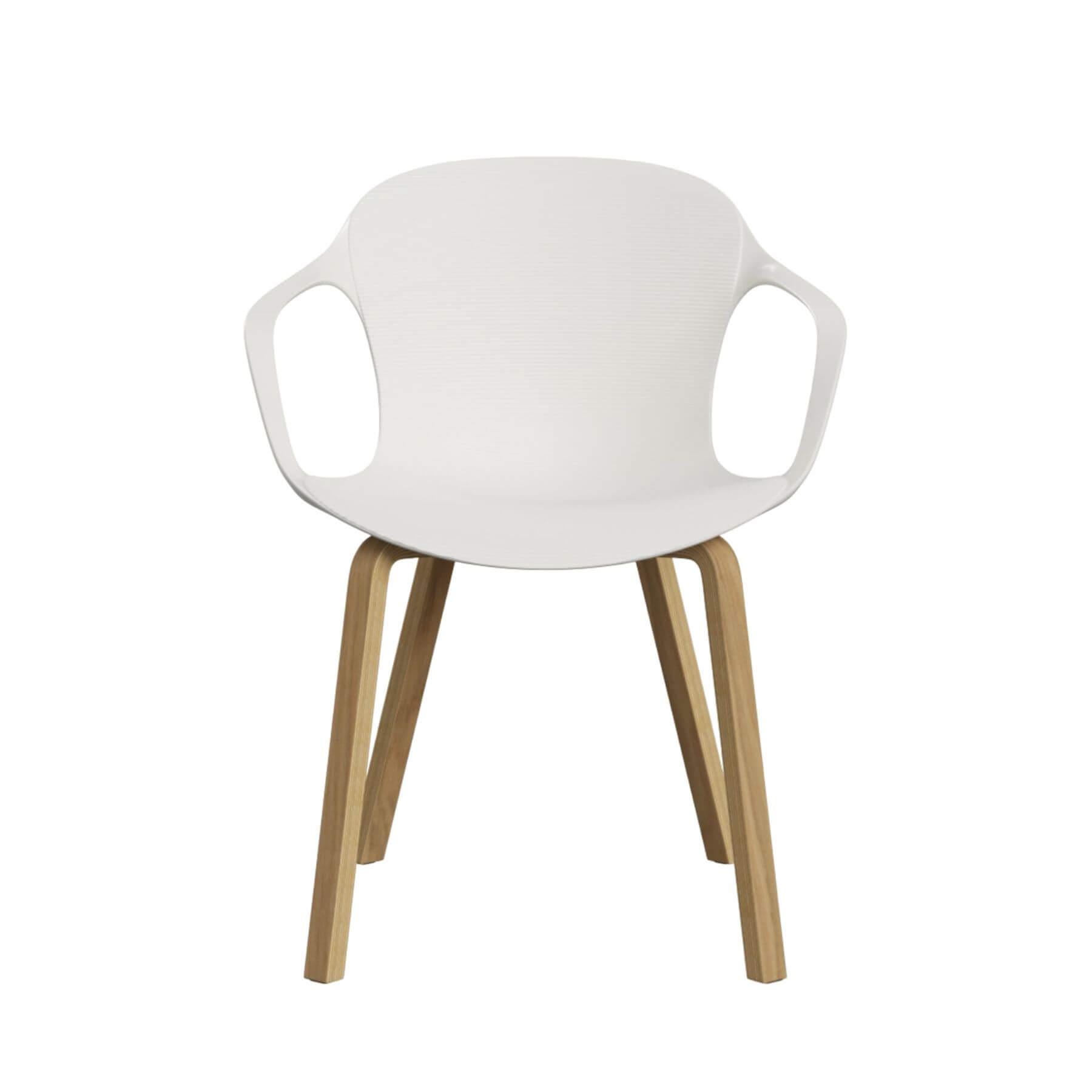 Fritz Hansen Nap Dining Chair Milk White With Arms Wood Base White Designer Furniture From Holloways Of Ludlow