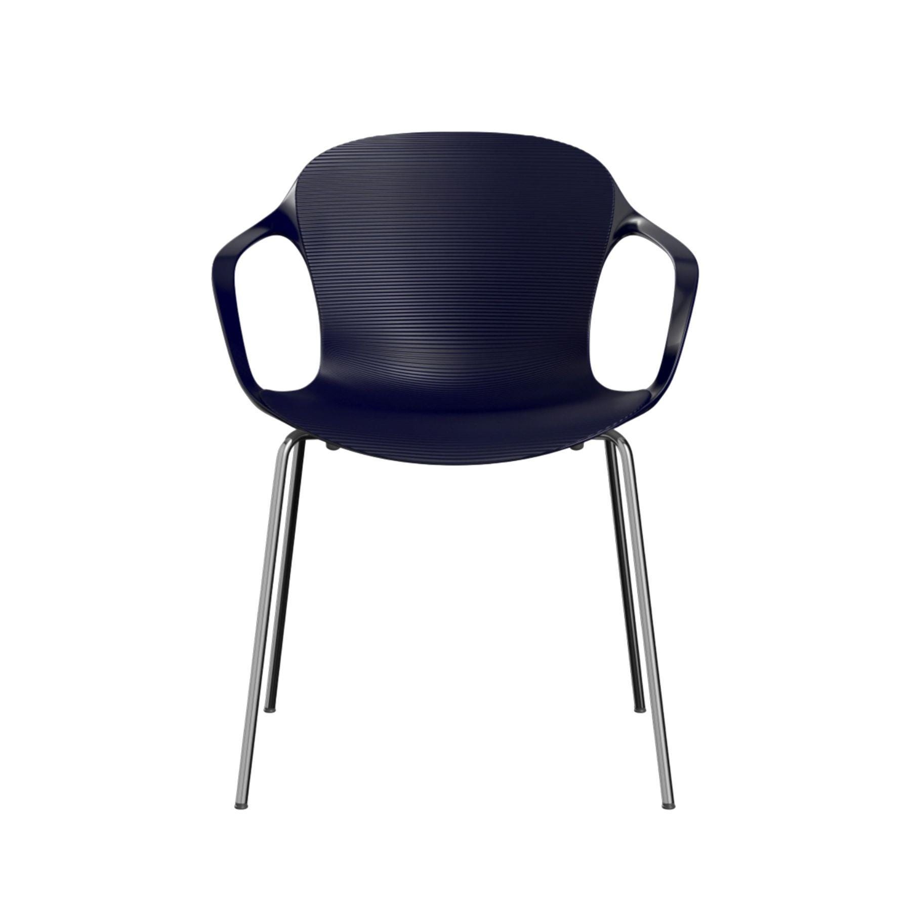 Fritz Hansen Nap Dining Chair Midnight Blue With Arms Chrome Base Blue Designer Furniture From Holloways Of Ludlow