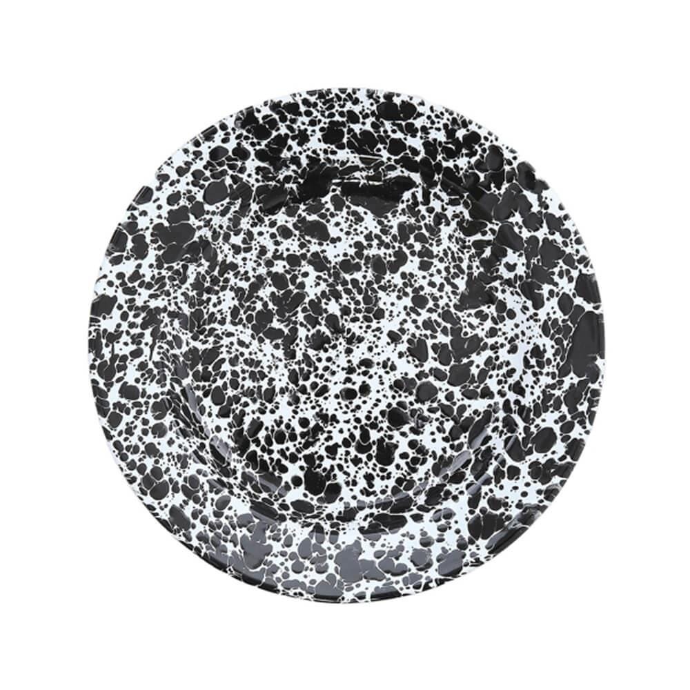 Old School Electric Splatter Dinner Plate Black Porcelain Enamel On Steel Base