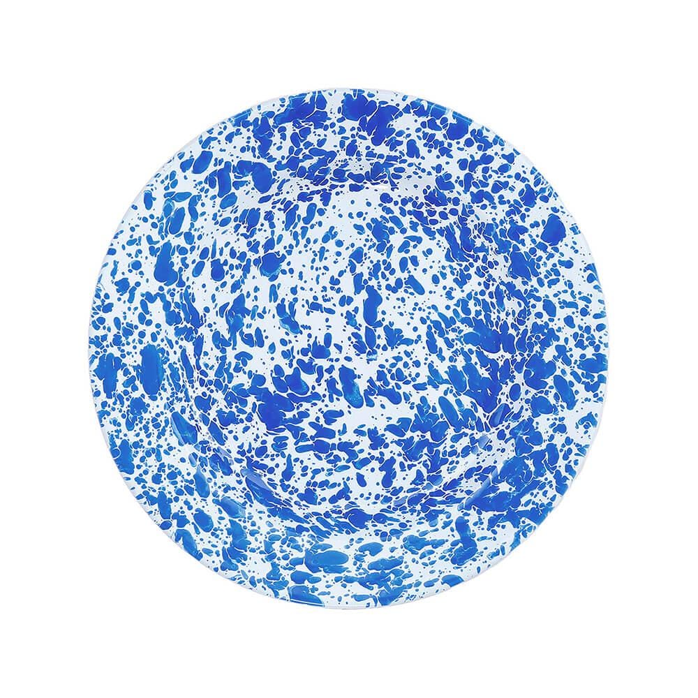 Old School Electric Splatter Dinner Plate Blue Porcelain Enamel On Steel Base