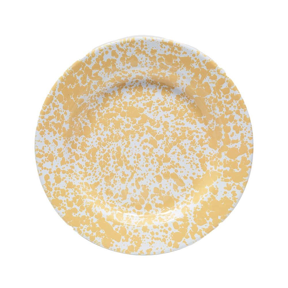 Old School Electric Splatter Dinner Plate Yellow Porcelain Enamel On Steel Base