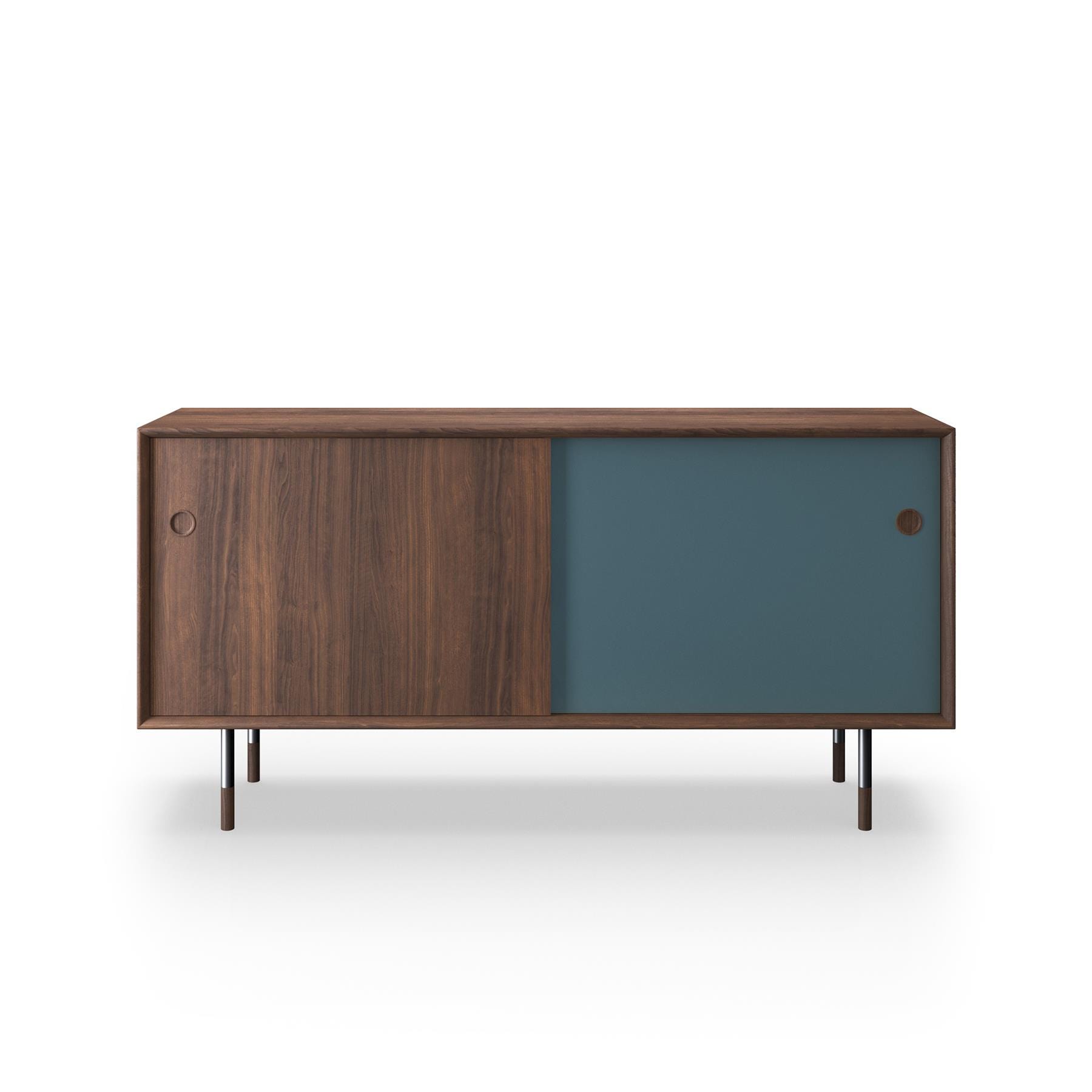Sibast No 11 Sideboard Walnut Blue And Natural Front Metal Legs Dark Wood Designer Furniture From Holloways Of Ludlow