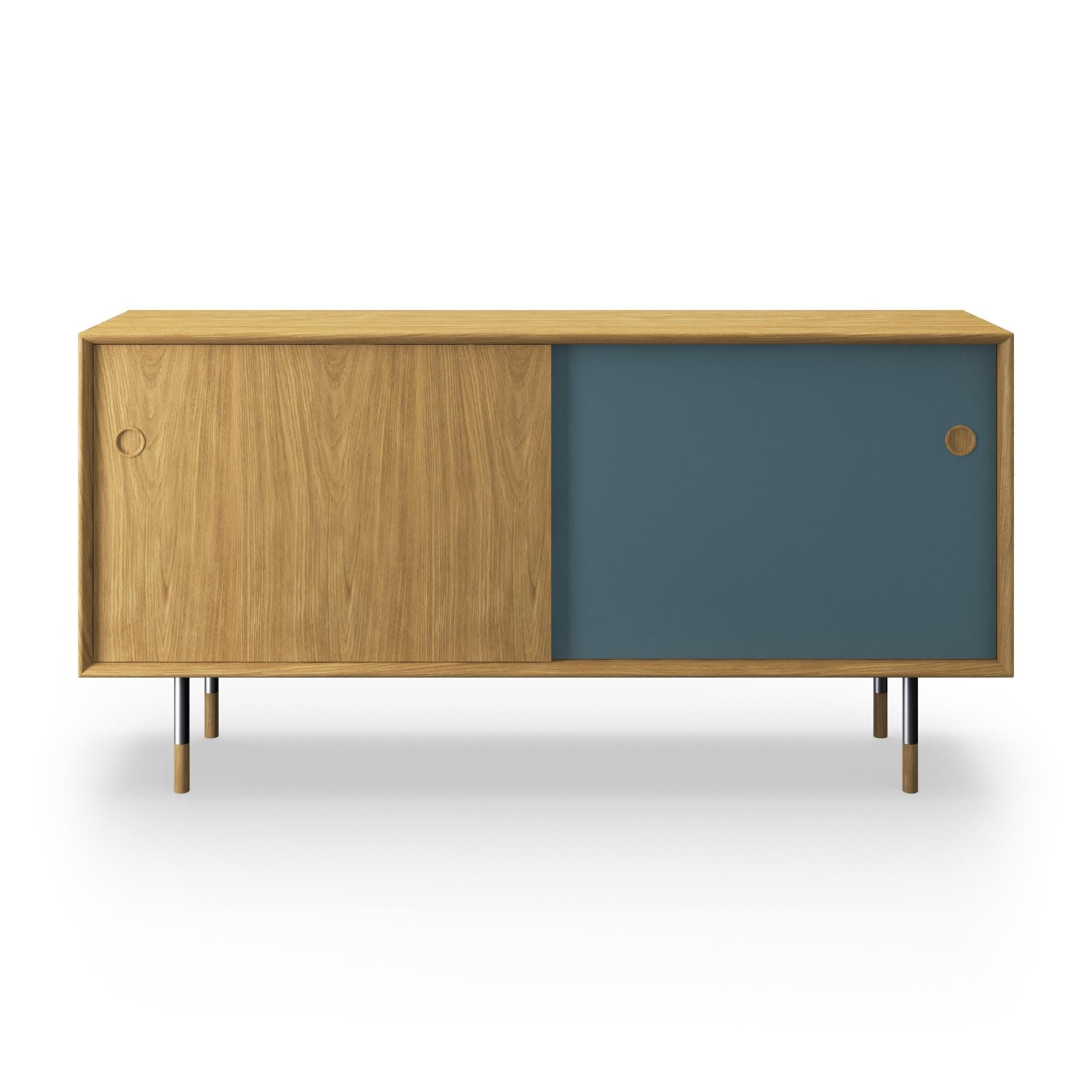 Sibast No 11 Sideboard Natural Oiled Oak Blue And Natural Front Metal Legs Light Wood Designer Furniture From Holloways Of Ludlow