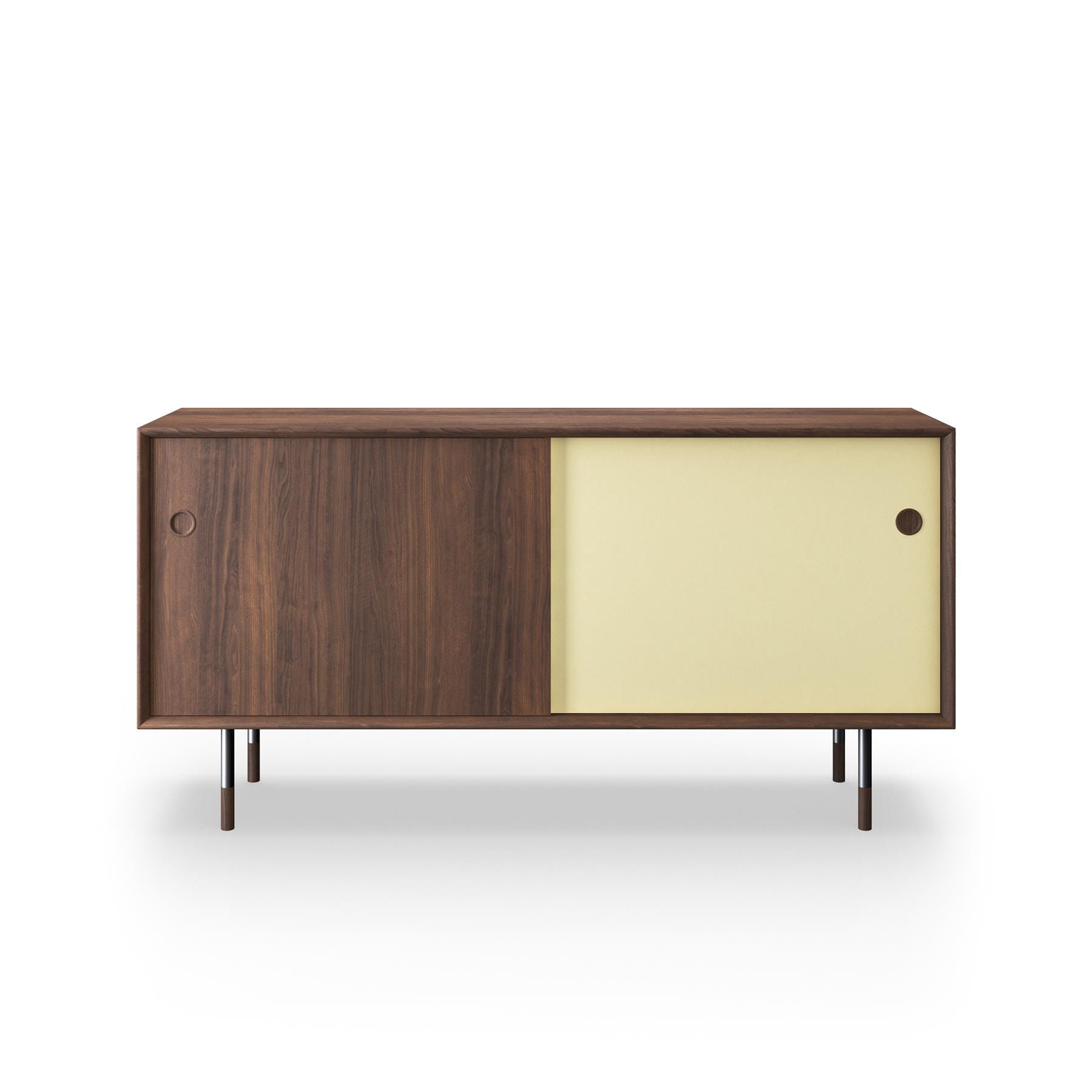 Sibast No 11 Sideboard Walnut Yellow And Natural Front Metal Legs Dark Wood Designer Furniture From Holloways Of Ludlow