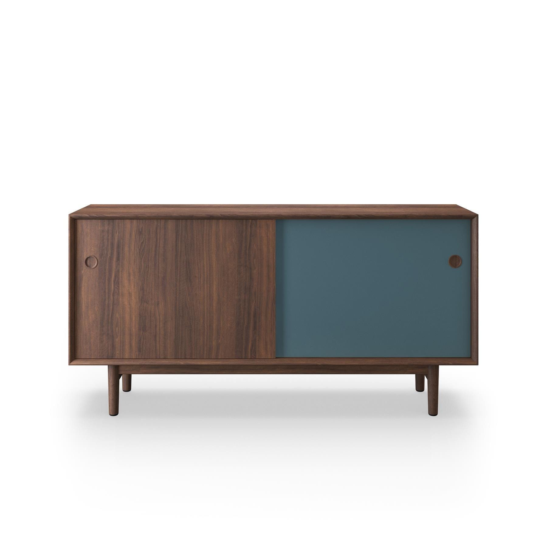 Sibast No 11 Sideboard Walnut Blue And Natural Front Wooden Legs Dark Wood Designer Furniture From Holloways Of Ludlow