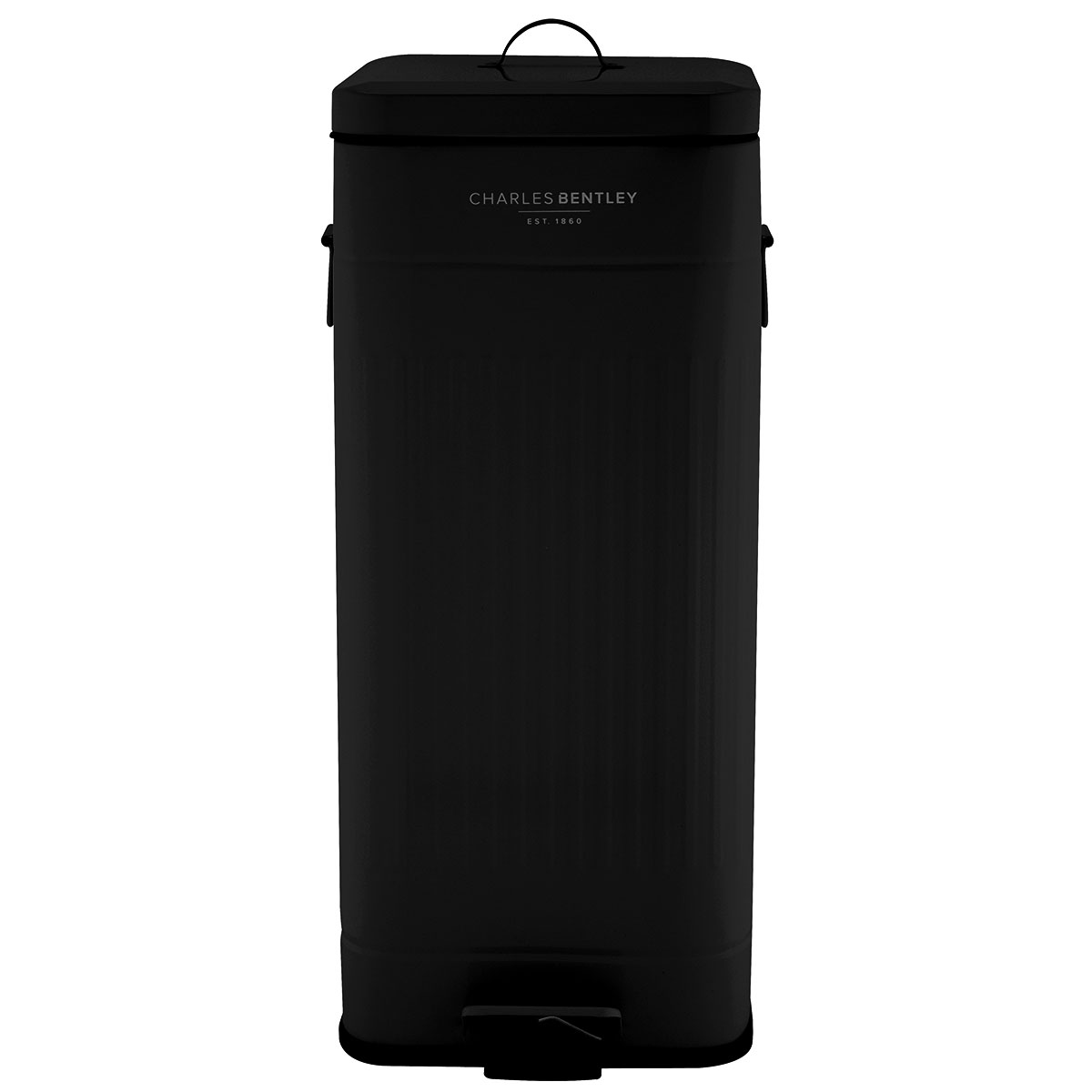 Charles Bentley 30l Square Retro Kitchen Pedal Bin Black