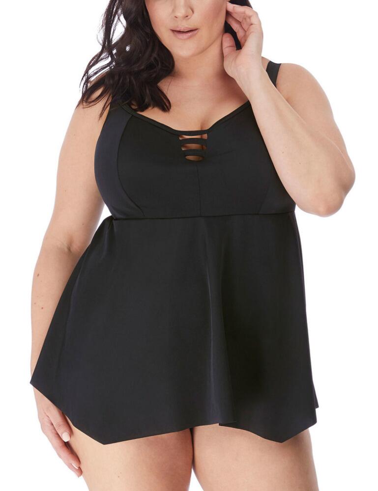 Feel confident in coverage with this beautiful tankini top from the Magnetic range at Elomi. The A-line style allows for fitted wear at the bust to accentuate your curves, with a gently flared body finished with a handkerchief hem that is truly flattering. The cups are non-wired and designed with seamless foam to create a naturally smooth rounded shape, finished with a chic cut-out strap detail at the cleavage. The shoulder straps are also adjustable to add extra bust support and a unique fit.  Minimalistic and flattering design A-line style with fitted bust and gently flared body Handkerchief hem Non-wired Seamless foam cups for round shape Cut-out strap detail at centre bust Adjustable straps Pull-on design Composition: 81% Nylon/Polyamide &pipe; 19% Elastane Listed in UK sizes  49035-88941 7191 Non-Padded Tankini Top