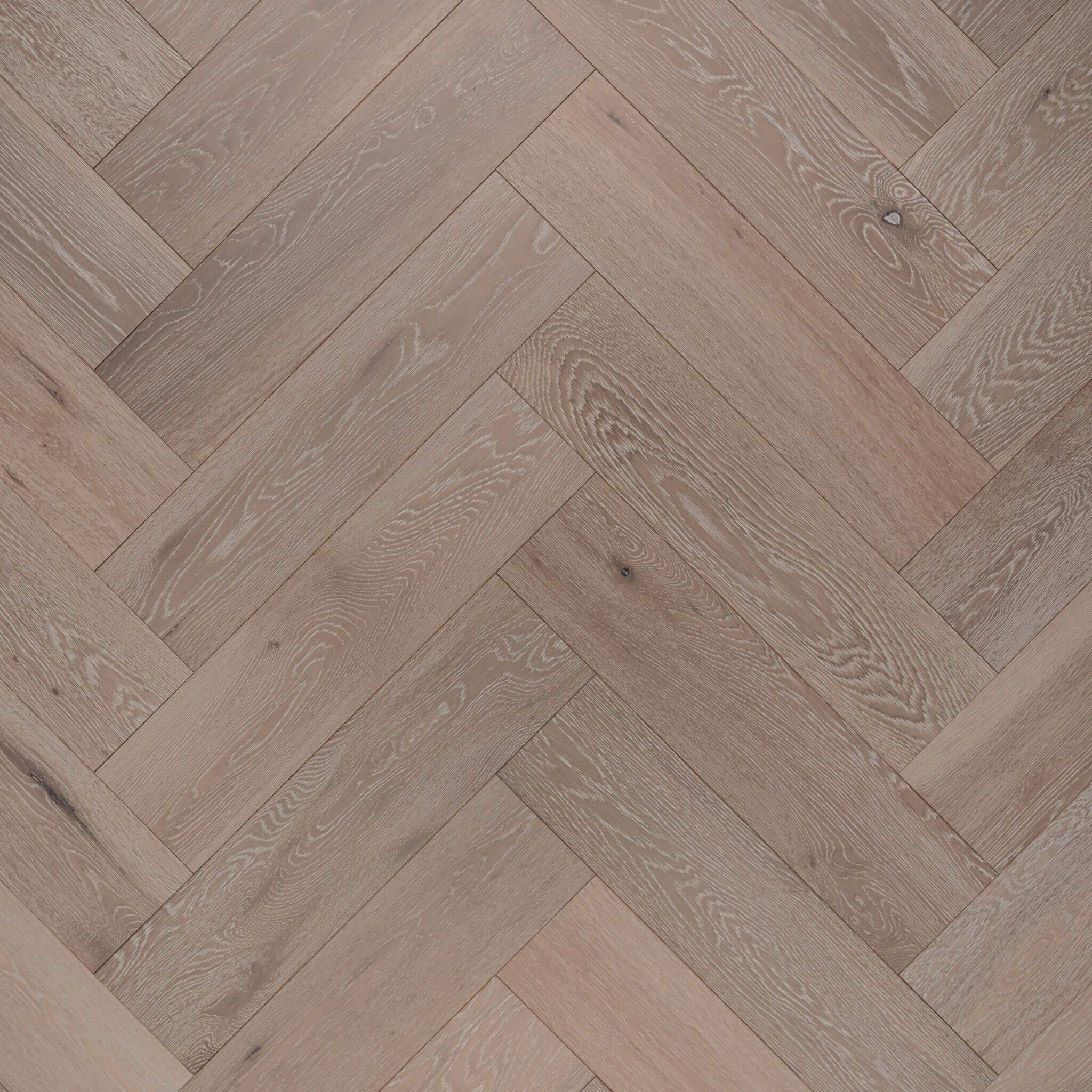 Riviera Click 14/3 x 150mm White Washed Oak Herringbone Engineered Wood Flooring