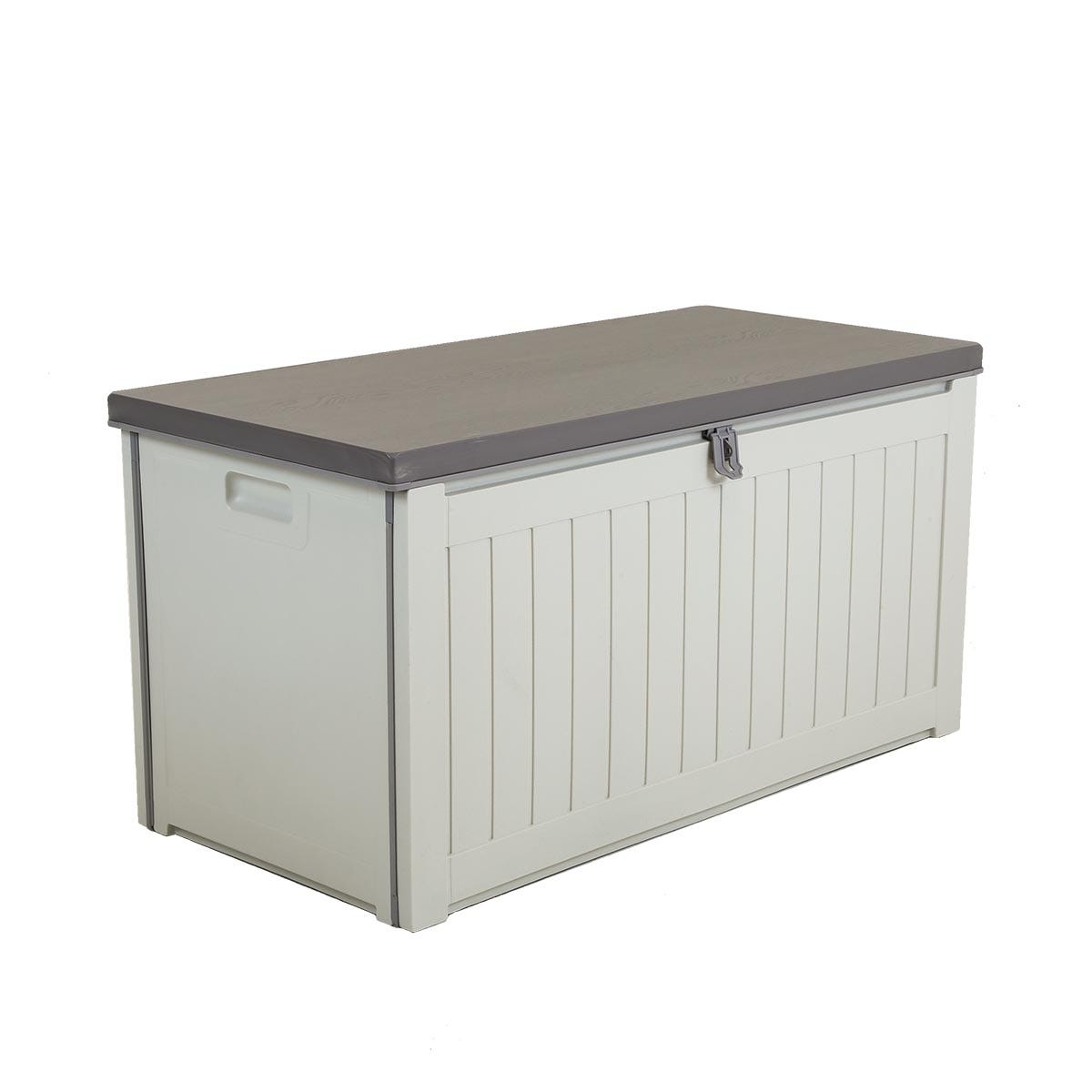 Charles Bentley 190l Outdoor Plastic Storage Box Beige And Grey