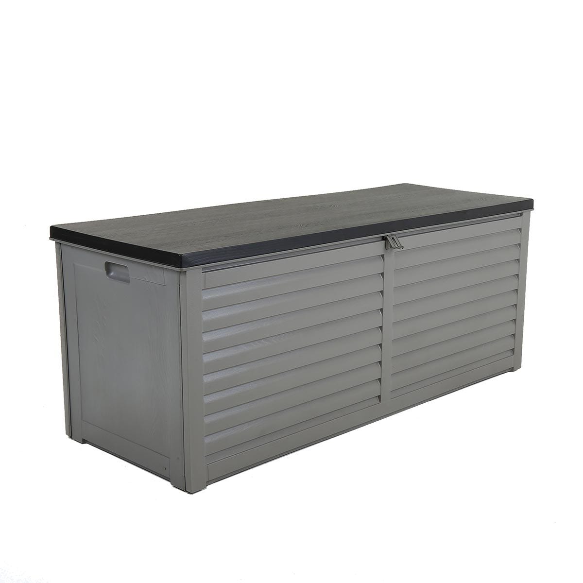 Charles Bentley 390l Large Outdoor Plastic Storage Box Grey And Black
