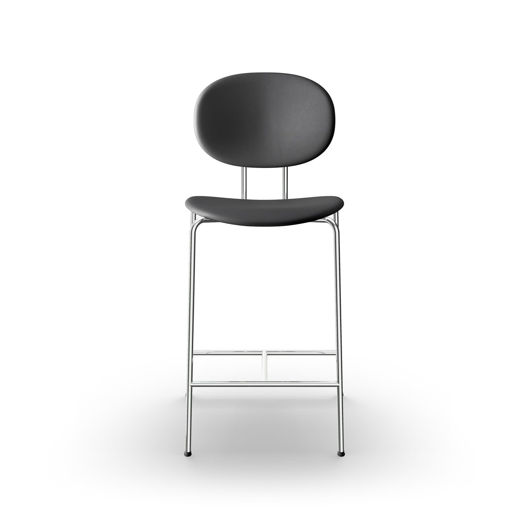 Sibast Piet Hein Bar Chair Upholstered Chrome Dunes Anthracite Leather High Bar Stool Black Designer Furniture From Holloways Of Ludlow