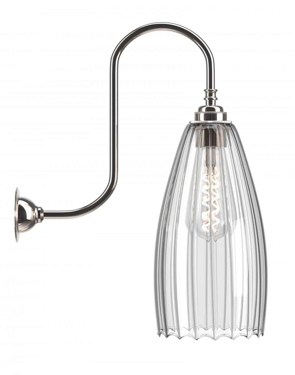 Upton Swan Neck Wall Light Large Ribbed Nickel