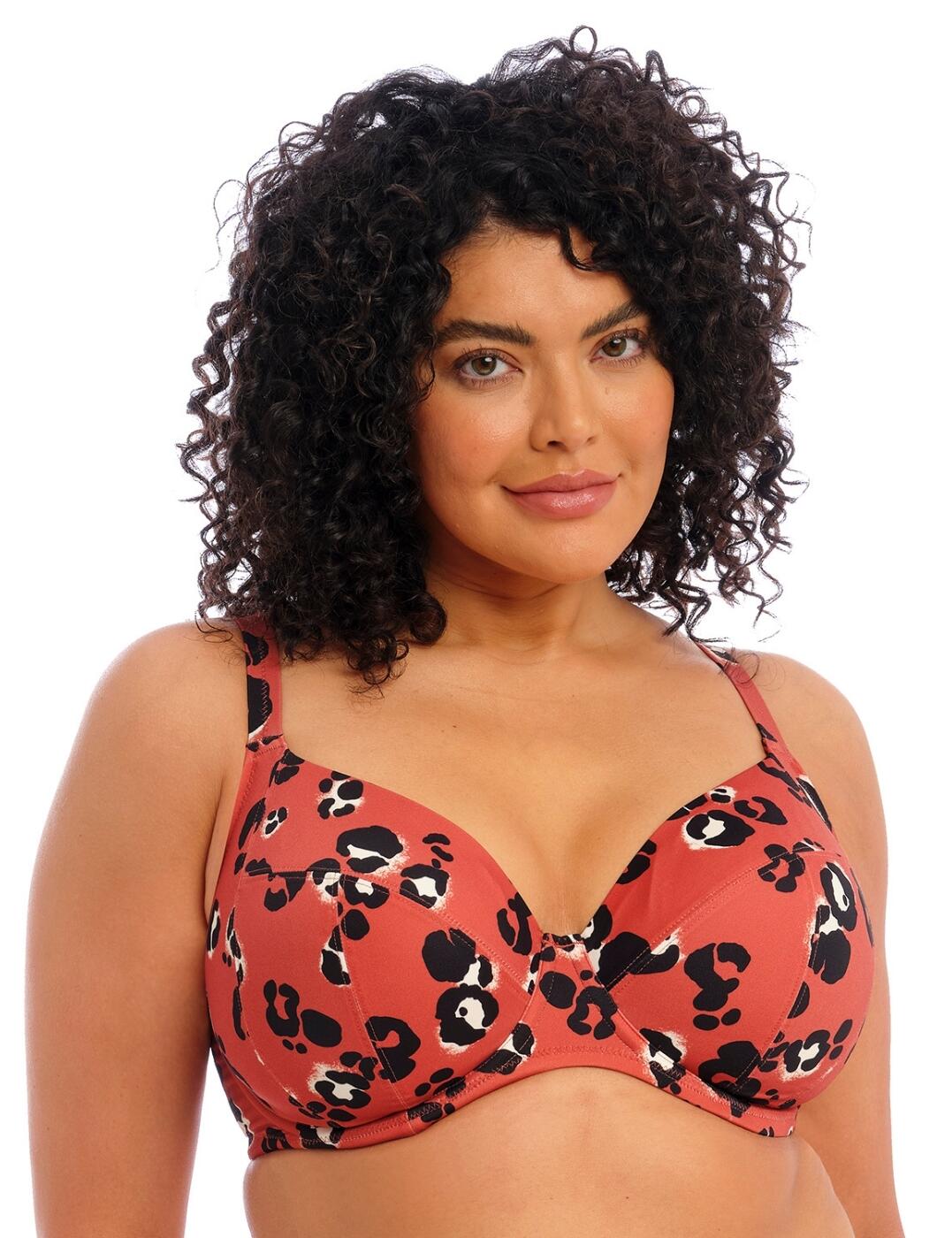 The glamourous Kotiya collection by Elomi will ensure you look amazing and feel your utmost confident poolside. This bikini top boasts a flirty animal-inspired print creating a look to the classic plunge design. The plunging neckline highlights the cleavage and the added underwiring offers additional support. Adjustable shoulder straps create an individual fit and a classic clip fastening ensures a secure fit. Complete the look with vibrant coordinating swimwear from the Kotiya collection by Elomi.  Vibrant animal print Plunge neckline Non-padded cups Powernet lining Adjustable shoulder straps Secure clip fastening Matching swimwear available Country of origin: Sri Lanka Composition: 84% Polyamide &pipe; 16% Elastane Listed in UK sizes  59828-104604-1369934 800902 Plunge Bikini Top