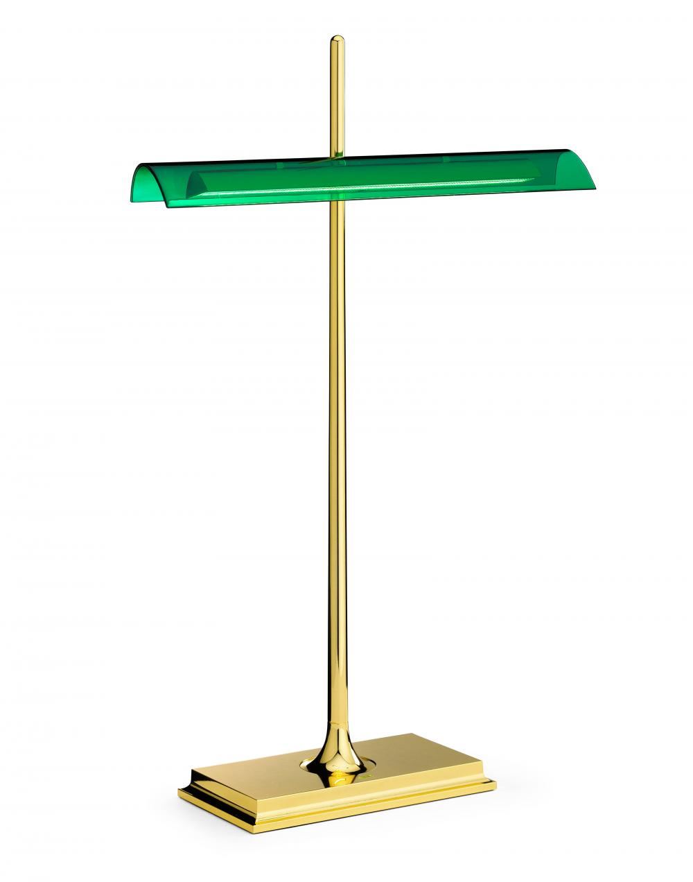 Goldman Table Light Brass Body Green Diffuser