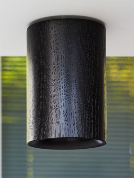 Solid Ceiling Light Wood Black Stained Oak Cylinder