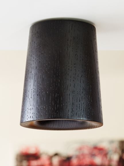 Solid Ceiling Light Wood Black Stained Oak Cone