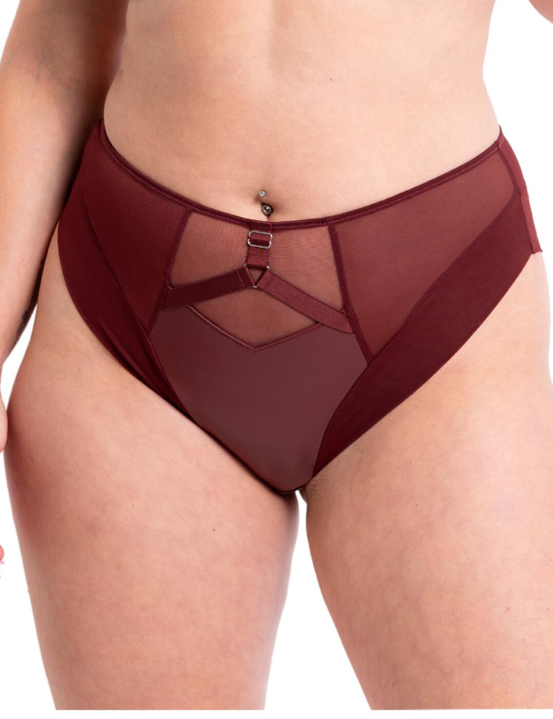Enhance your curves to the max with the Curvy Kate Enclose deep briefs. This piece features sheer mesh panels for a cheeky peak of skin, plus a faux leather design that's really going to spice up your outfit. Enjoy the harness detail found at the front for added flair to the look. The moderate rear coverage shows just enough to leave something for the imagination while the mesh still allows for breathability and comfort. Complete the look by pairing it with the stunningly matching Enclose balcony bra!