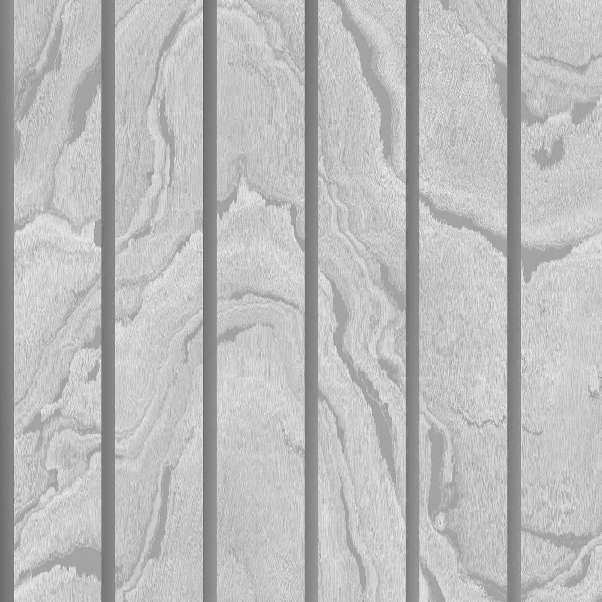 Muriva Woodgrain Panel Silver Wallpaper 10m x 53cm, Silver
