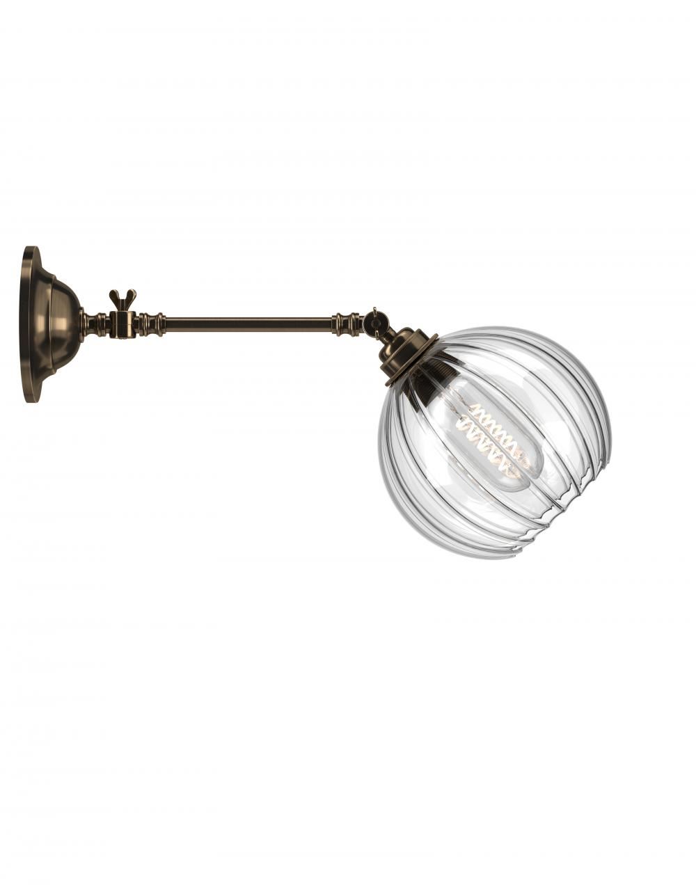 Fritz Fryer Hereford Adjustable Reading Light Medium Ribbed Antique Brass Wall Lighting Clear