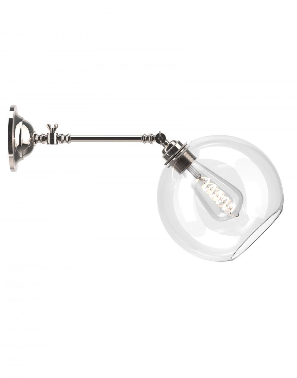 Fritz Fryer Hereford Adjustable Reading Light Large Clear Nickel Wall Lighting Clear