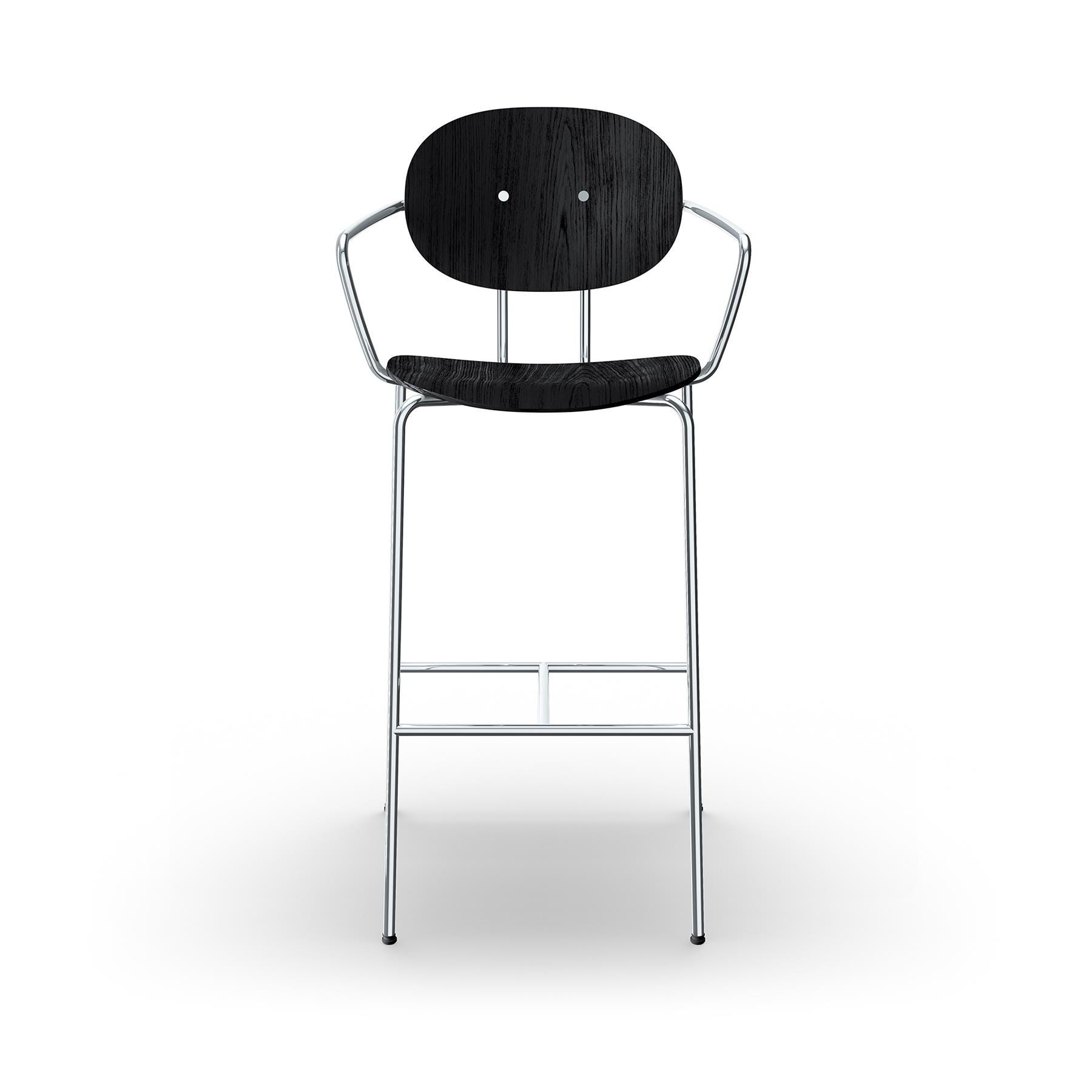 Sibast Piet Hein Bar Chair With Arms Chrome Black Oak Black Oak High Bar Stool Designer Furniture From Holloways Of Ludlow