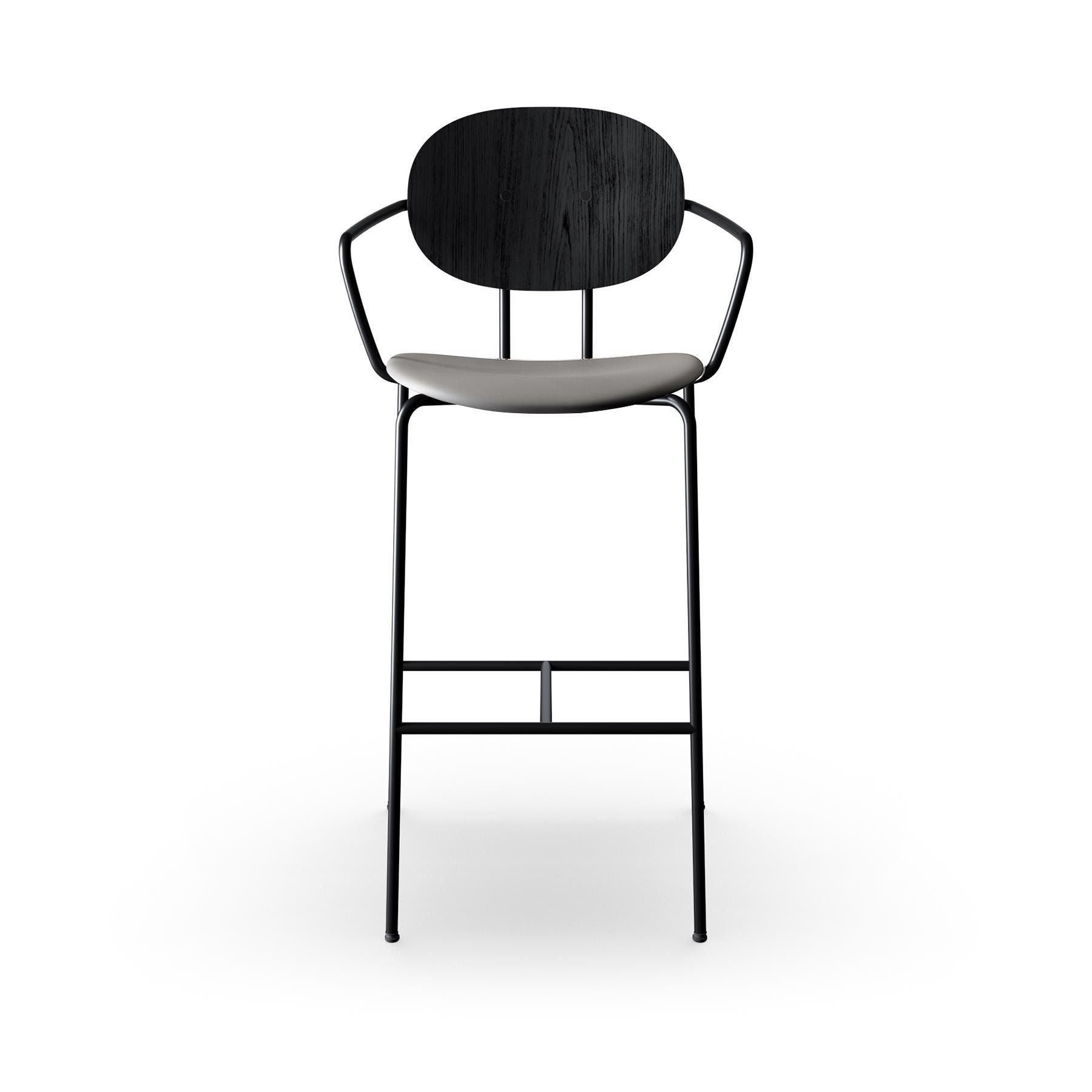 Sibast Piet Hein Bar Chair With Arms Black Steel Black Oak Ultra Grey Kitchen Counter Stool Grey Designer Furniture From Holloways Of Ludlow