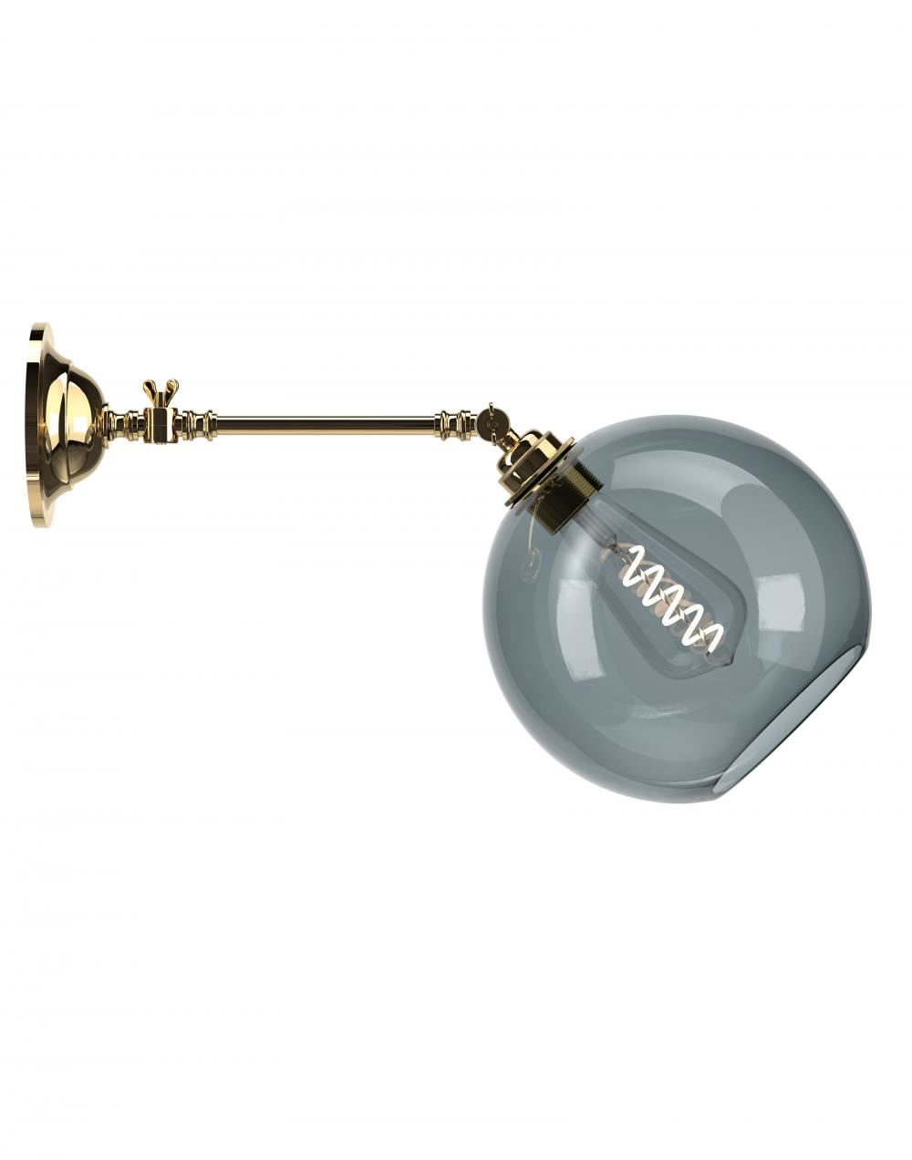 Fritz Fryer Hereford Adjustable Reading Light Large Smoked Polished Brass Wall Lighting Grey