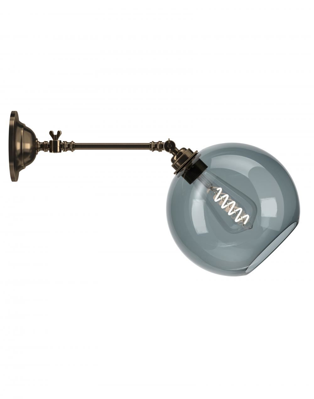 Fritz Fryer Hereford Adjustable Reading Light Large Smoked Antique Brass Wall Lighting Grey