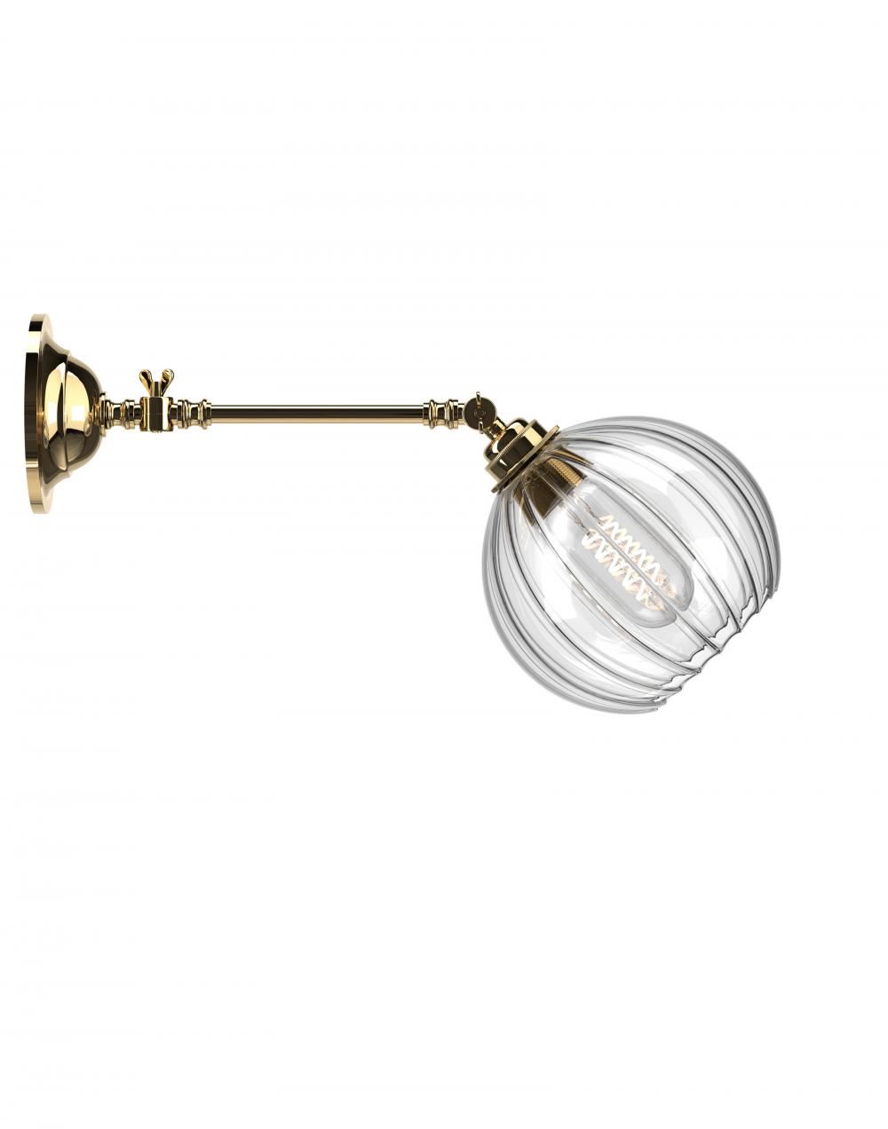 Fritz Fryer Hereford Adjustable Reading Light Medium Ribbed Polished Brass Wall Lighting Clear