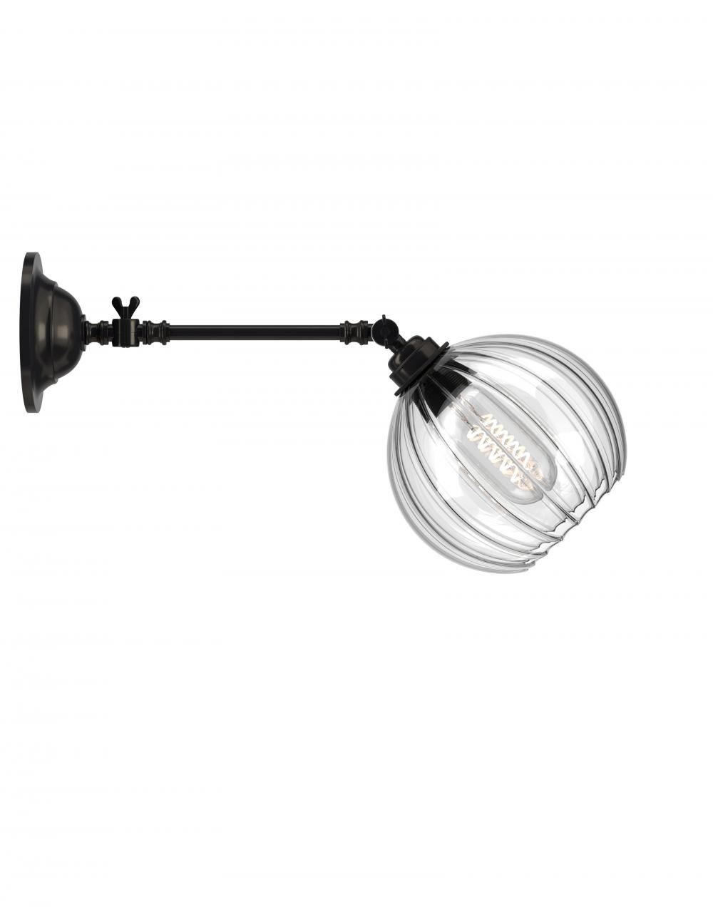 Fritz Fryer Hereford Adjustable Reading Light Medium Ribbed Bronze Wall Lighting Clear