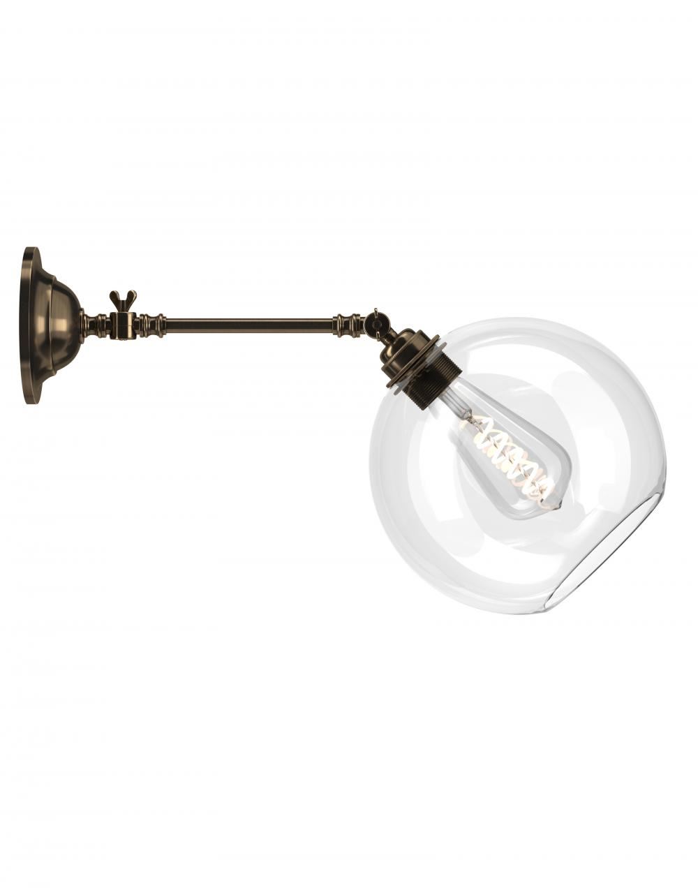 Fritz Fryer Hereford Adjustable Reading Light Large Clear Antique Brass Wall Lighting Clear