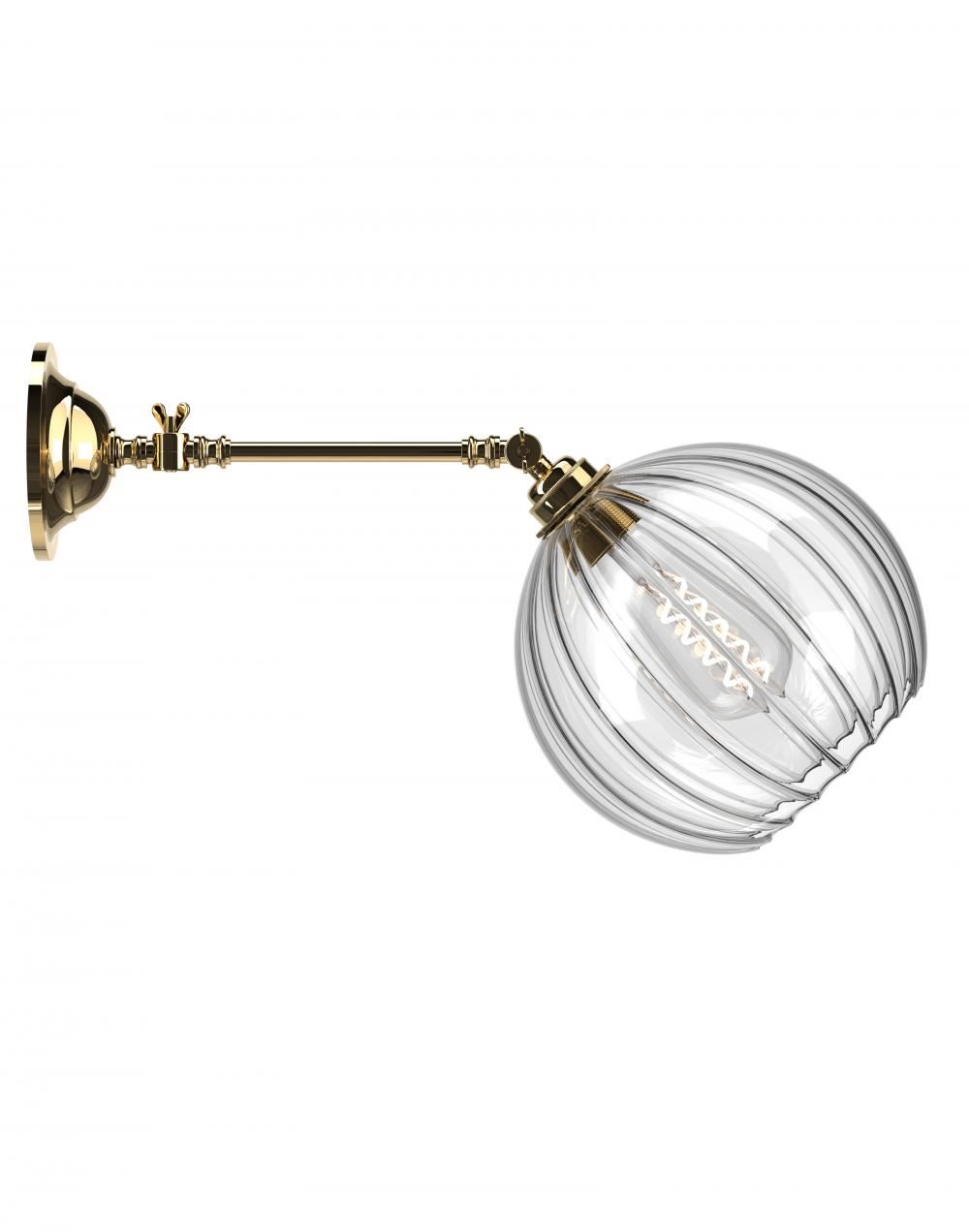 Fritz Fryer Hereford Adjustable Reading Light Large Ribbed Polished Brass Wall Lighting Clear