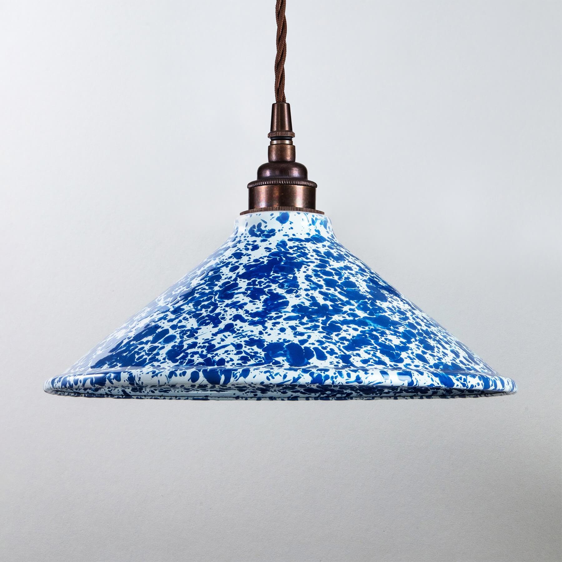 Old School Electric Splatter Wear Pendant Light Blue Shade Antique Brass Fittings Designer Pendant Lighting