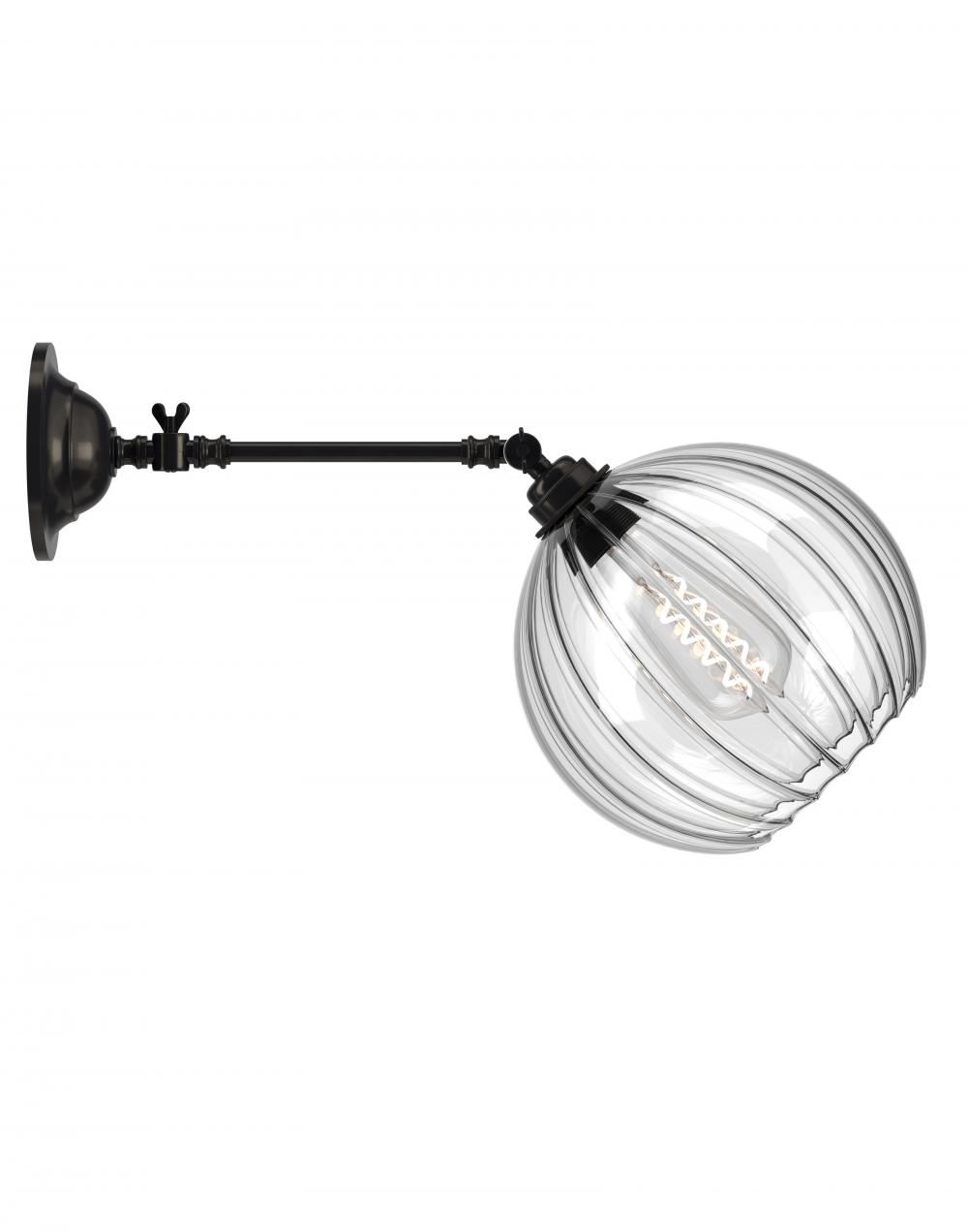 Fritz Fryer Hereford Adjustable Reading Light Large Ribbed Bronze Wall Lighting Clear