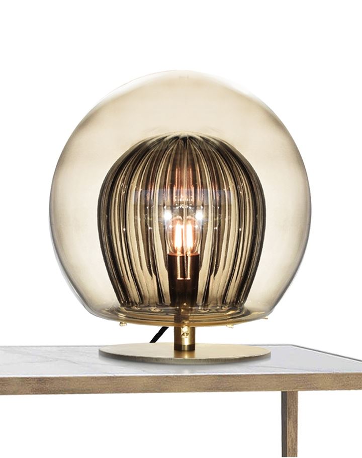 Pleated Crystal Table Lamp Smoked Glass