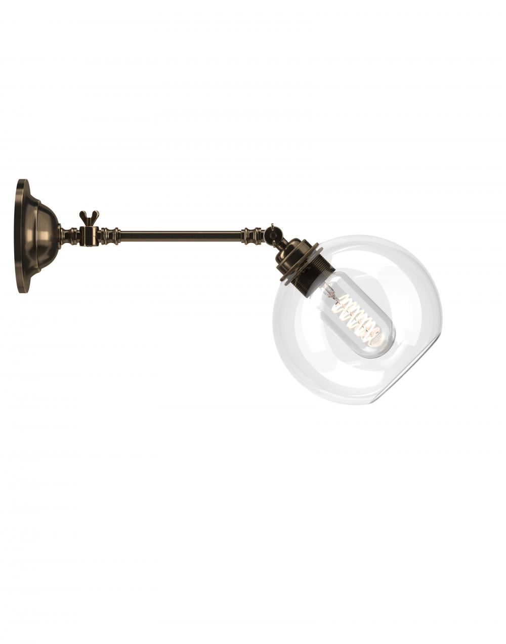 Fritz Fryer Hereford Adjustable Reading Light Medium Clear Antique Brass Wall Lighting Clear