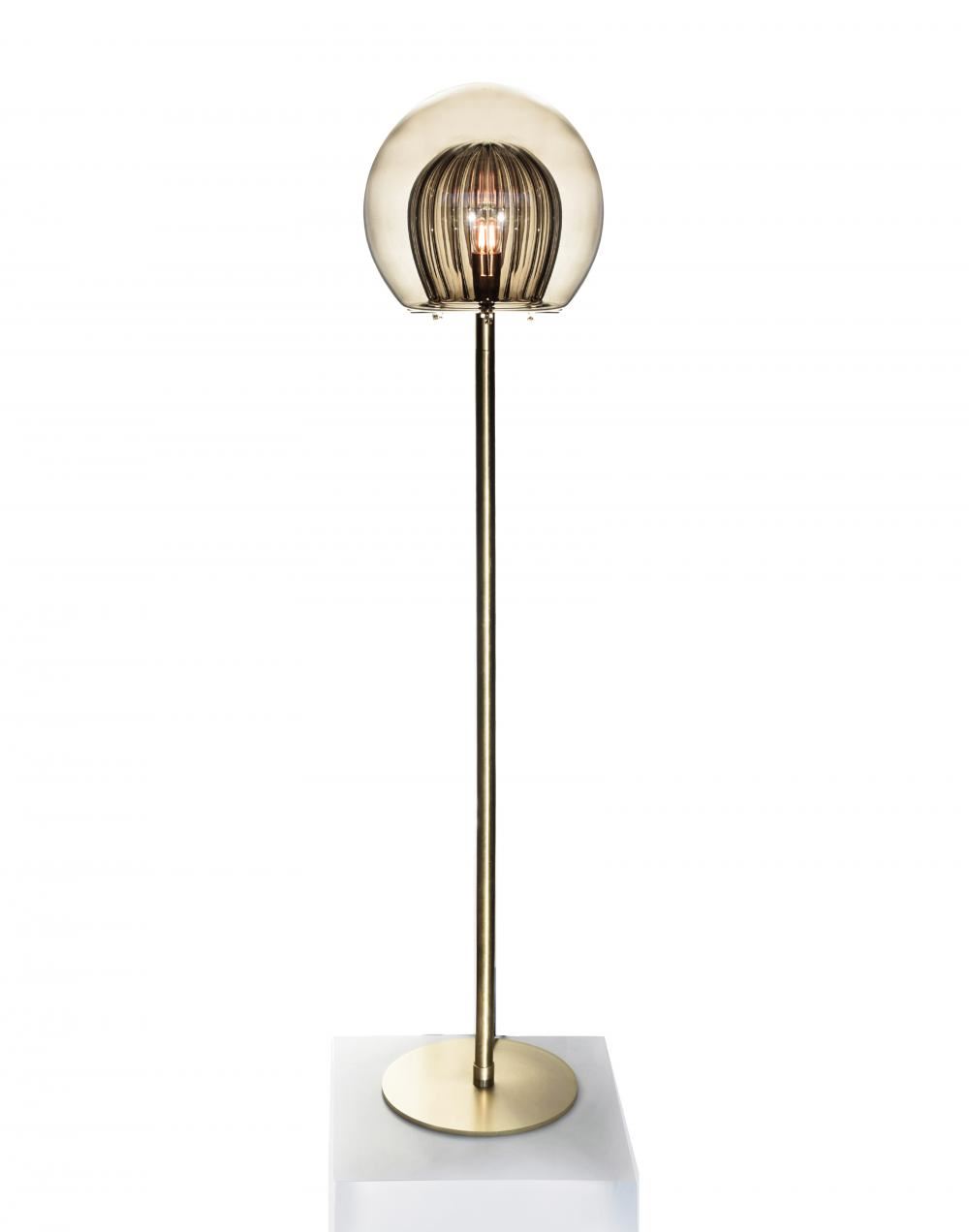 Pleated Crystal Floor Lamp Smoked Glass