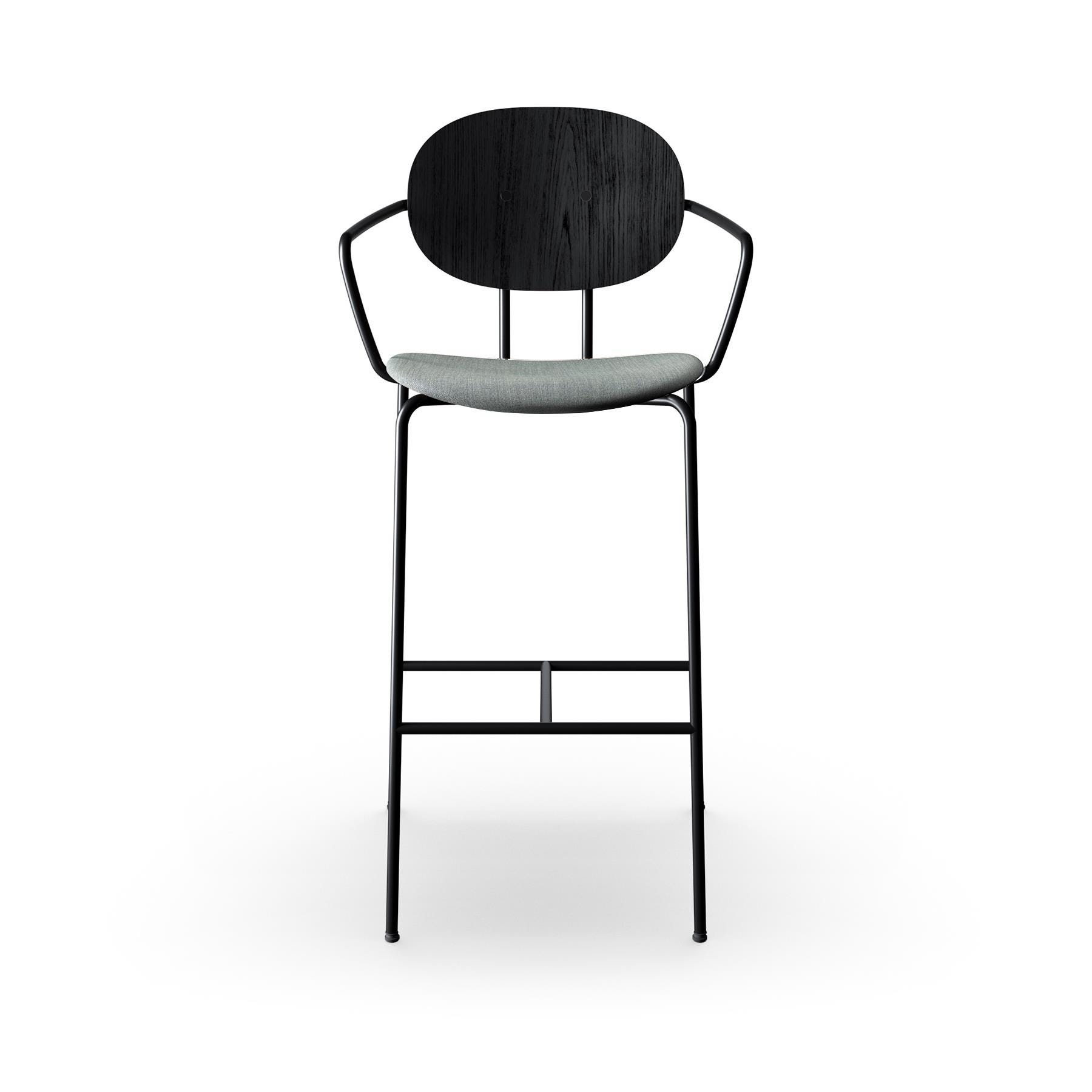 Sibast Piet Hein Bar Chair With Arms Black Steel Black Oak Remix 133 Kitchen Counter Stool Grey Designer Furniture From Holloways Of Ludlow