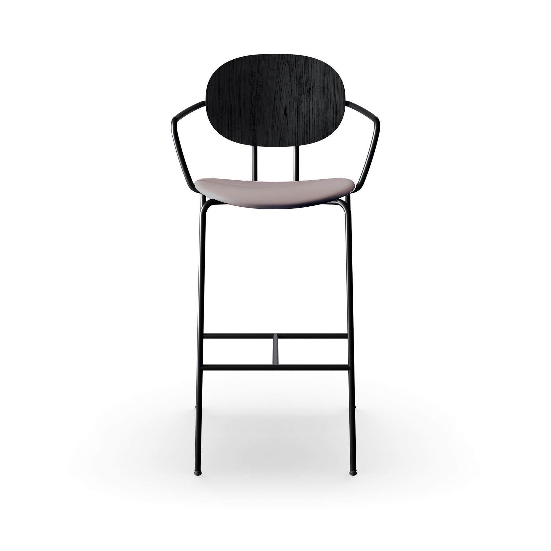 Sibast Piet Hein Bar Chair With Arms Black Steel Black Oak Silk Light Grey High Bar Stool Grey Designer Furniture From Holloways Of Ludlow