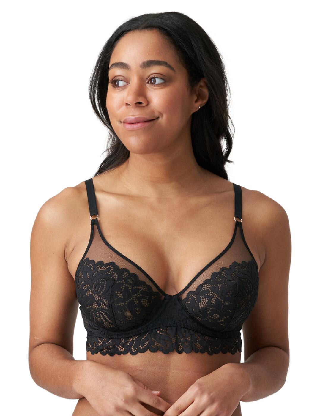 Enjoy the chic and feminine style of the bralette without compromising on comfortable support. This stunning bra boasts a flirty blend of sheer tulle and delicate lace. Flirty sheer upper cups give a teasing glimpse of skin while the feminine lace lower cups offer light coverage. A longline lace underband with soft scalloped edges softly caresses your skin eliminating harsh lines. Underwiring gives you all-day support and a natural lift which is highlighted by the plunging neckline. The adjustable shoulder straps and hook and eye closure allow you to find your most comfortable fit. Pair with matching lingerie from the collection for a coordinated look.  Flirty lace and sheer tulle cups Adjustable shoulder straps and hook and eye closure Underwired Soft, unpadded cups Country of origin: China/Longnan Composition: 94% Polyamide &pipe; 6% Elastane  Listed in UK sizes  55747-99460-1288747 0102500 Longline Bra