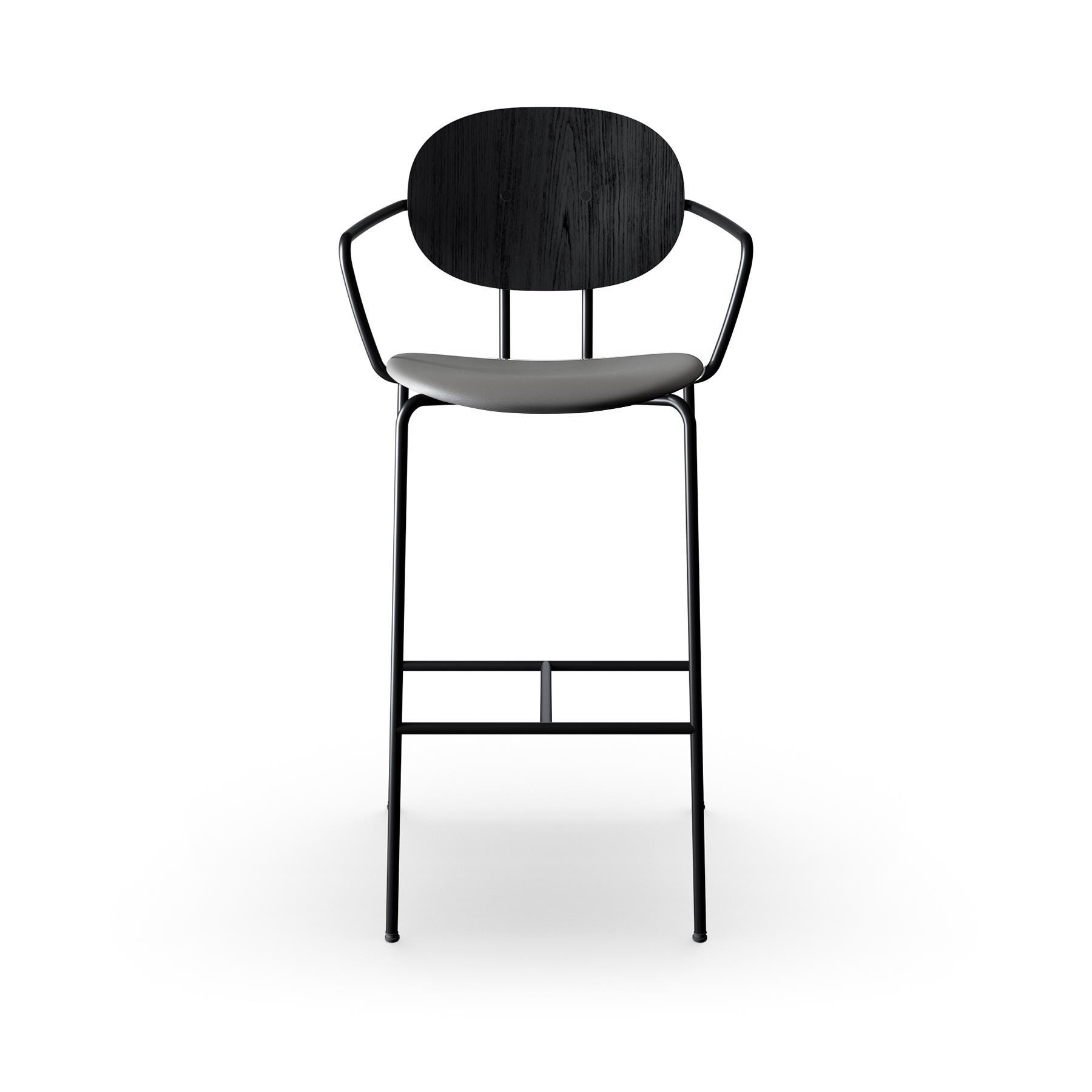 Sibast Piet Hein Bar Chair With Arms Black Steel Black Oak Silk Grey High Bar Stool Grey Designer Furniture From Holloways Of Ludlow