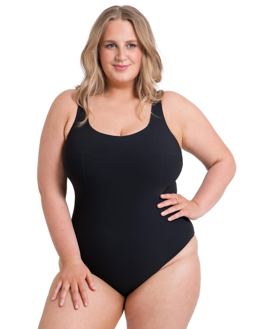 This comfortable and stylish swimsuit from the Deep Dive swimwear range by Curvy Kate will be your go-to choice this season! Designed with bigger cup sizes in mind, this swimsuit features a seamed cup mesh liner and internal front fastening for greater support and security. Moderate rear coverage and high-cut legs create a flattering silhouette that flaunts your curves. The wire-free, non-padded cups ensure you will feel comfortable making this perfect for all-day wear. This easy pull-up style swimsuit is made from fully stretchable, recycled, chlorine-resistant fabric, making it both a comfortable choice and an eco-conscious choice!